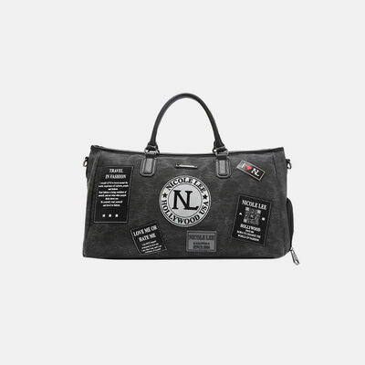 Nicole Lee USA Denim Patch Duffel Gray One Size Bags