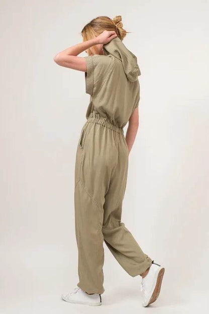 And The Why Washed Short Sleeve Hooded Jumpsuit - Shop Style & More | Fresh Looks, Everyday Deals & Free Shipping