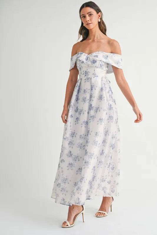 MABLE Floral Printed Off Shoulder Maxi Dress - Shop Style & More | Fresh Looks, Everyday Deals & Free Shipping