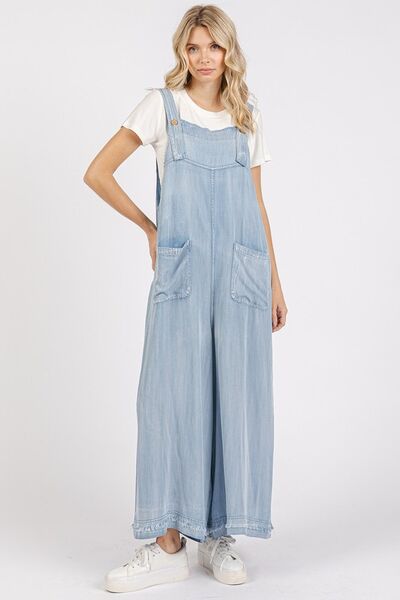 Mittoshop Wide Strap Wide Leg Overalls with Pockets Light Jumpsuits