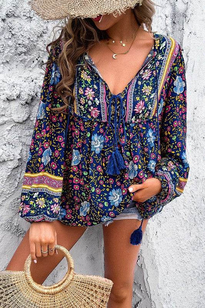 All Over Floral Print Cross Deep V Boho Top - Shop Style & More | Fresh Looks, Everyday Deals & Free Shipping