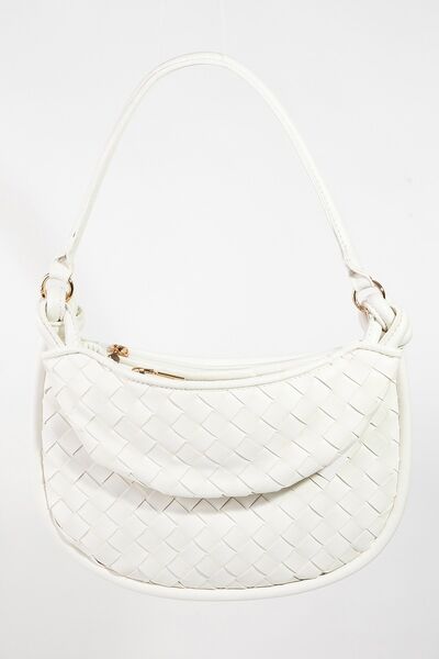 Fame PU Leather Basket Weave Half Moon Bag Bags