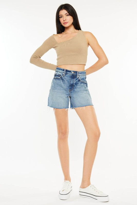 Kancan Full Size Raw Hem High Waist Denim Shorts - Shop Style & More | Fresh Looks, Everyday Deals & Free Shipping
