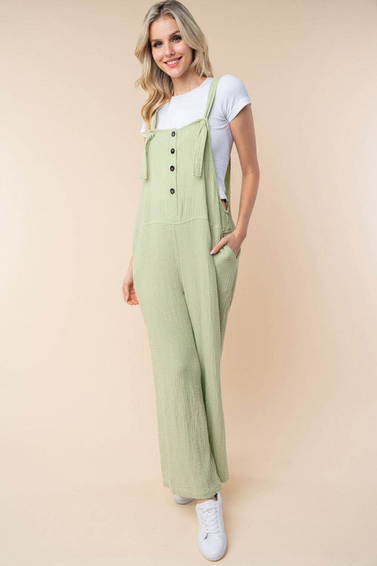 White Birch Texture Sleeveless Wide Leg Jumpsuit - Shop Style & More | Fresh Looks, Everyday Deals & Free Shipping