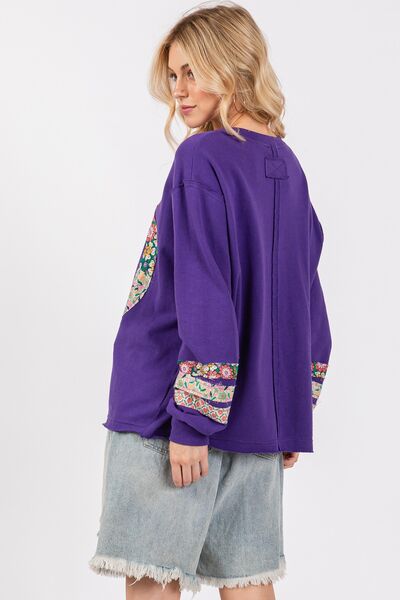 SAGE+FIG Peace Applique Patch Long Sleeve Top Hoodies & Sweaters