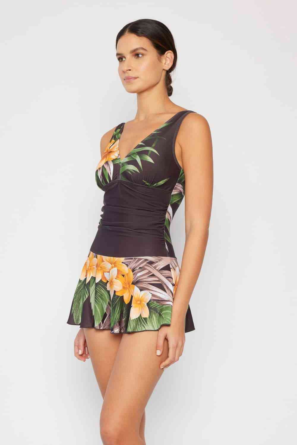 Marina West Swim Dress Aloha Brown - Full Size Clear Waters Swim Dress One-Piece Swimwear