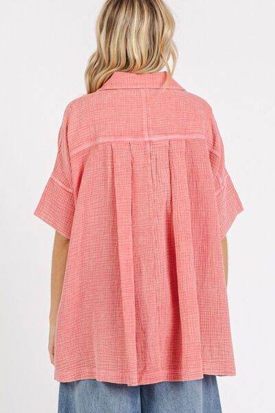 Mittoshop Mineral Wash Gauze Oversized Short Sleeve Shirt - Shop Style & More | Fresh Looks, Everyday Deals & Free Shipping