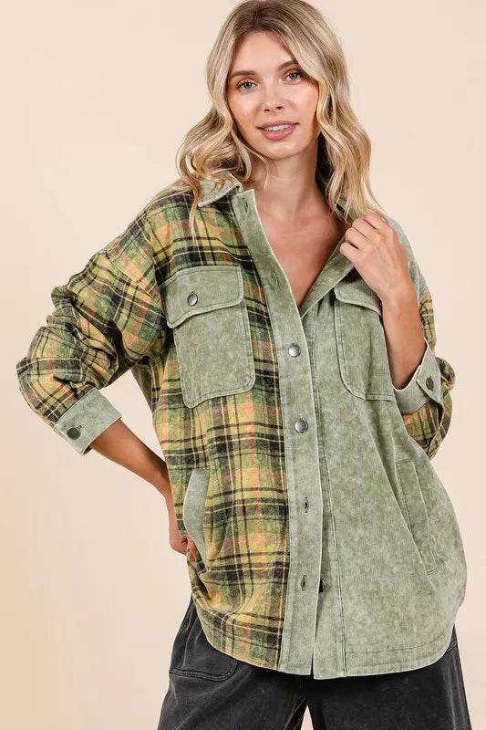 Mittoshop Plaid Button Down Drop Shoulder Jacket - Shop Style & More | Fresh Looks, Everyday Deals & Free Shipping