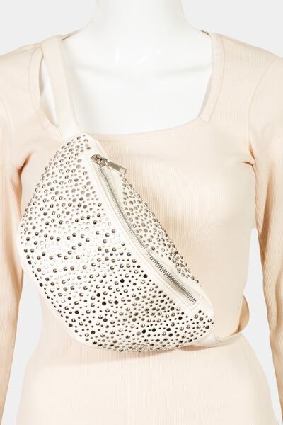 Fame Studded Crossbody Bag Ivory One Size Bags