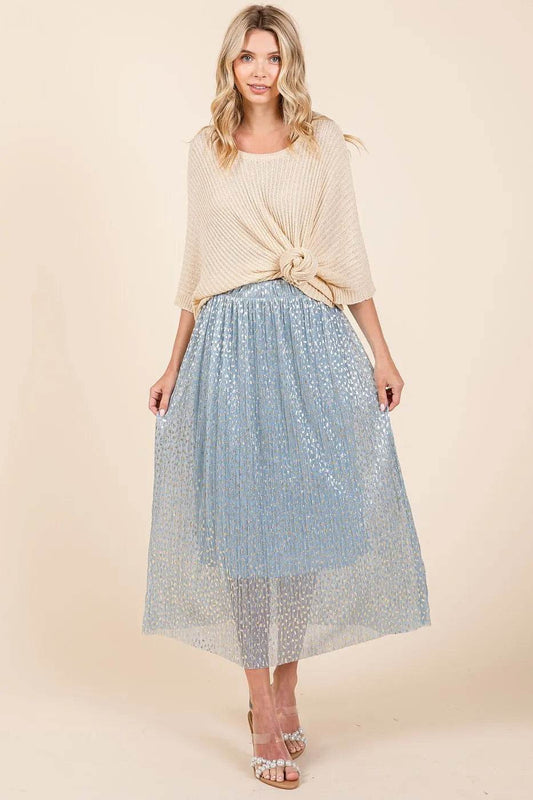 Mittoshop Metallic Glitter Speckle Print Elastic Midi Skirt - Shop Style & More | Fresh Looks, Everyday Deals & Free Shipping