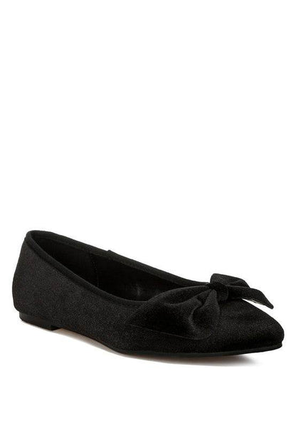 Pothos Luxurious Velvet Bow Ballerinas - Shop Style & More | Fresh Looks, Everyday Deals & Free Shipping