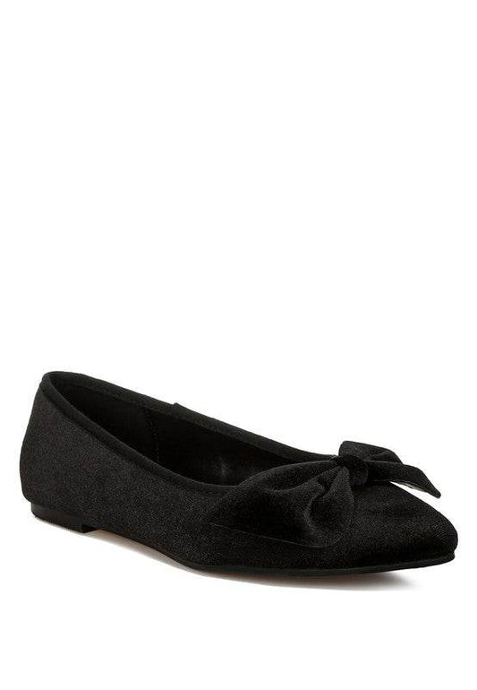 Pothos Luxurious Velvet Bow Ballerinas - Shop Style & More | Fresh Looks, Everyday Deals & Free Shipping