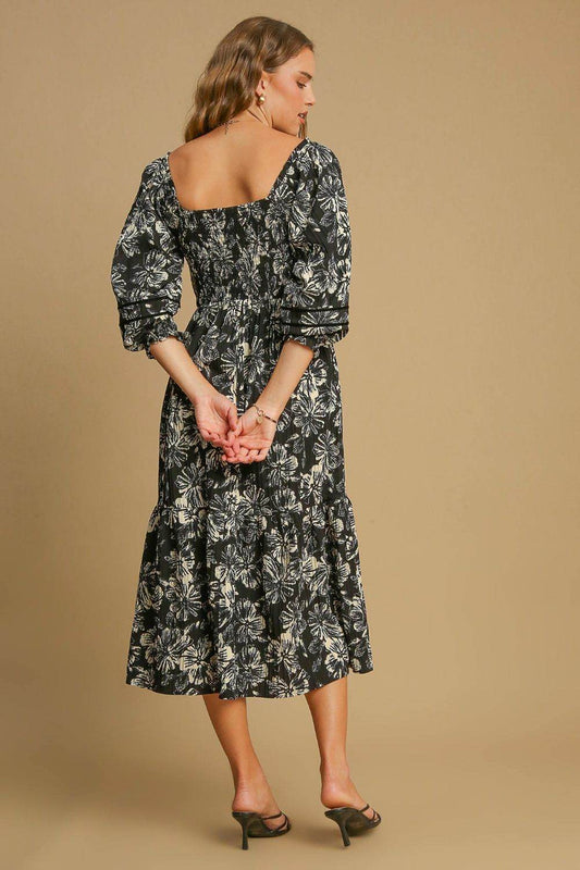 Umgee Ruffle Hem Flower Printed V-Neck Dress - Shop Style & More | Fresh Looks, Everyday Deals & Free Shipping