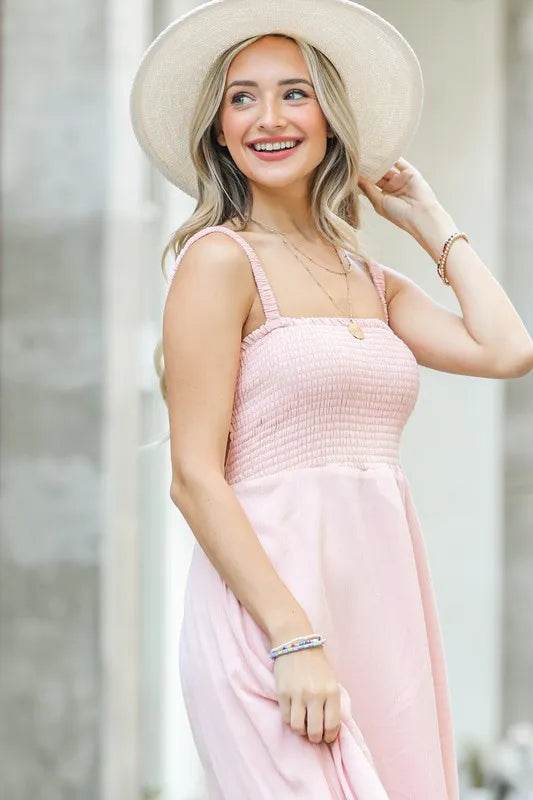 And The Why Smocking Open-Back Sleeveless Midi Dress - Shop Style & More | Fresh Looks, Everyday Deals & Free Shipping