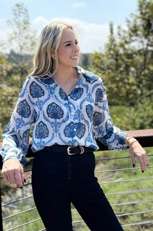 Mila Pattern Button Top - Shop Style & More | Fresh Looks, Everyday Deals & Free Shipping