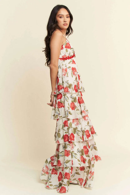 Davi & Dani Contrast Ring Lace Layered Ruffle Maxi Cami Dress - Shop Style & More | Fresh Looks, Everyday Deals & Free Shipping