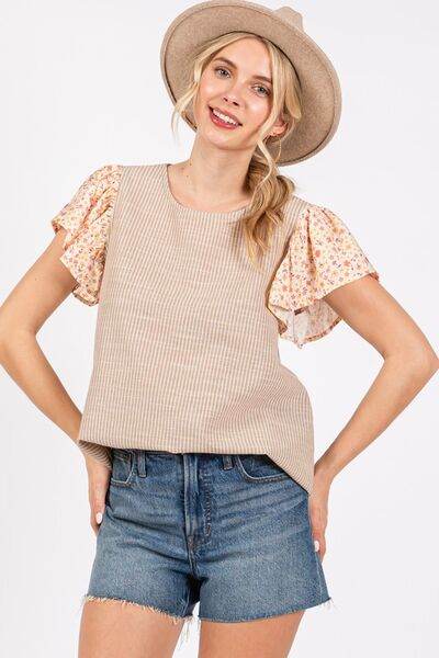 Ces Femme Round Neck Floral Short Sleeve Top - Shop Style & More | Fresh Looks, Everyday Deals & Free Shipping