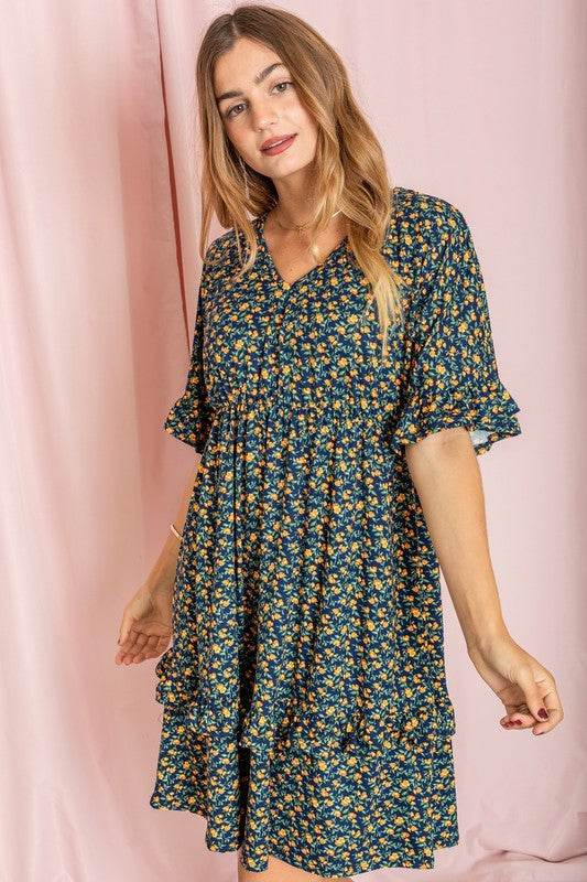 Floral V Neck Ruffle Dress - Shop Style & More | Fresh Looks, Everyday Deals & Free Shipping