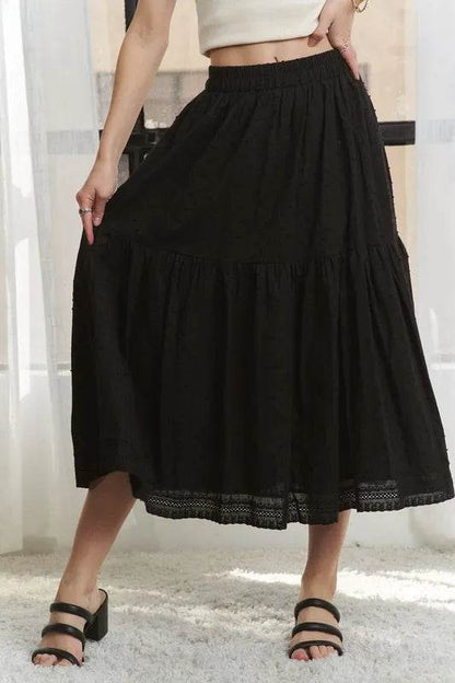 ADORA Elastic Waistband Tiered Midi Skirt - Shop Style & More | Fresh Looks, Everyday Deals & Free Shipping