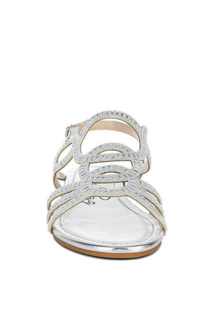 Jisters Cut Out Detail Rhinestone Flat Sandals - Shop Style & More | Fresh Looks, Everyday Deals & Free Shipping