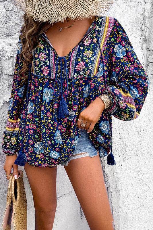 All Over Floral Print Cross Deep V Boho Top - Shop Style & More | Fresh Looks, Everyday Deals & Free Shipping