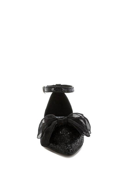 Clarice Sheer Bow Detail Glitter Flat Sandals - Shop Style & More | Fresh Looks, Everyday Deals & Free Shipping