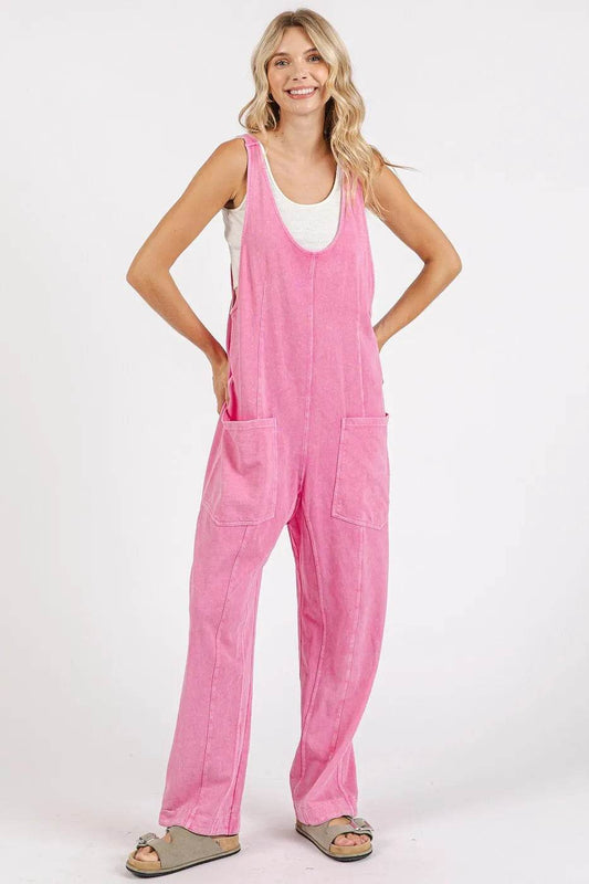 Mittoshop Mineral Wash Relaxed Fit Sleeveless Harem Jumpsuit - Shop Style & More | Fresh Looks, Everyday Deals & Free Shipping