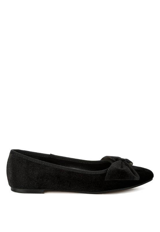 Pothos Luxurious Velvet Bow Ballerinas - Shop Style & More | Fresh Looks, Everyday Deals & Free Shipping