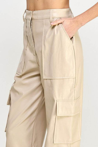 RELAXED VEGAN LEATHER CARGO PANTS - Shop Style & More | Fresh Looks, Everyday Deals & Free Shipping