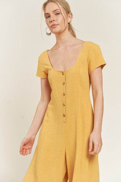 LINEN BUTTON DOWN JUMPSUIT - Shop Style & More | Fresh Looks, Everyday Deals & Free Shipping