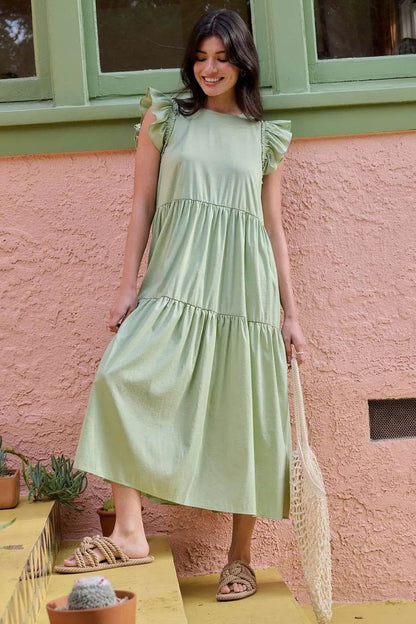 Mittoshop Ruffle Short Sleeve Tiered Maxi Dress - Shop Style & More | Fresh Looks, Everyday Deals & Free Shipping