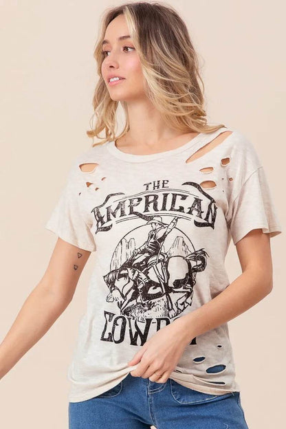 BiBi Cotton Slub Laser Top American Cow Boy Graphic - Shop Style & More | Fresh Looks, Everyday Deals & Free Shipping