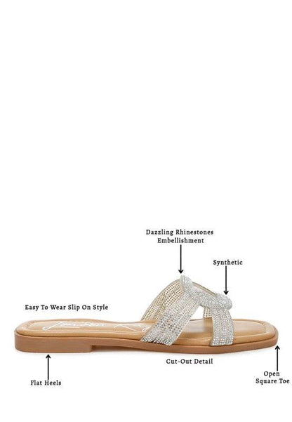 Minople Rhinestones Embellished Flat Sandals - Shop Style & More | Fresh Looks, Everyday Deals & Free Shipping