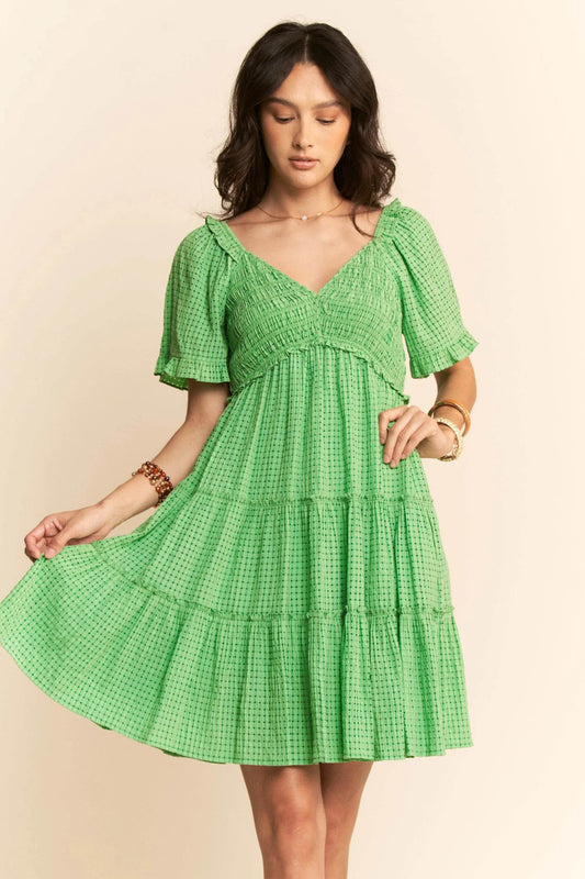 Davi & Dani Jacquard Checker Smocking Tiered Dress - Shop Style & More | Fresh Looks, Everyday Deals & Free Shipping