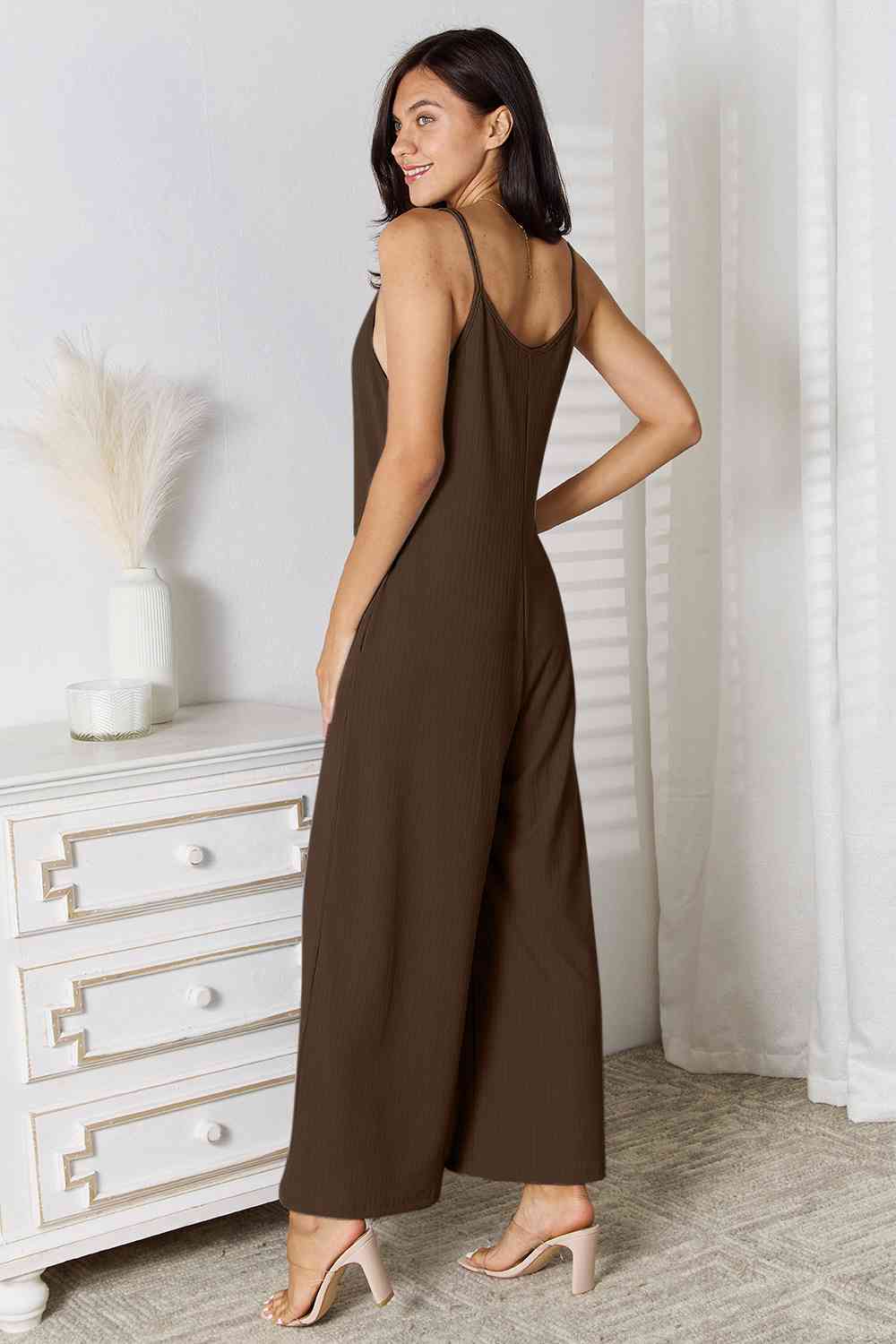 Basic Bae Spaghetti Strap Jumpsuit - Full Size V-Neck Design Jumpsuits