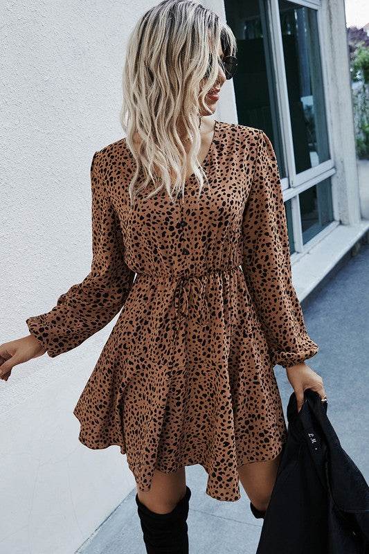 Leopard Print Waist Tie Belted Ruffle Hem Dress - Shop Style & More | Fresh Looks, Everyday Deals & Free Shipping