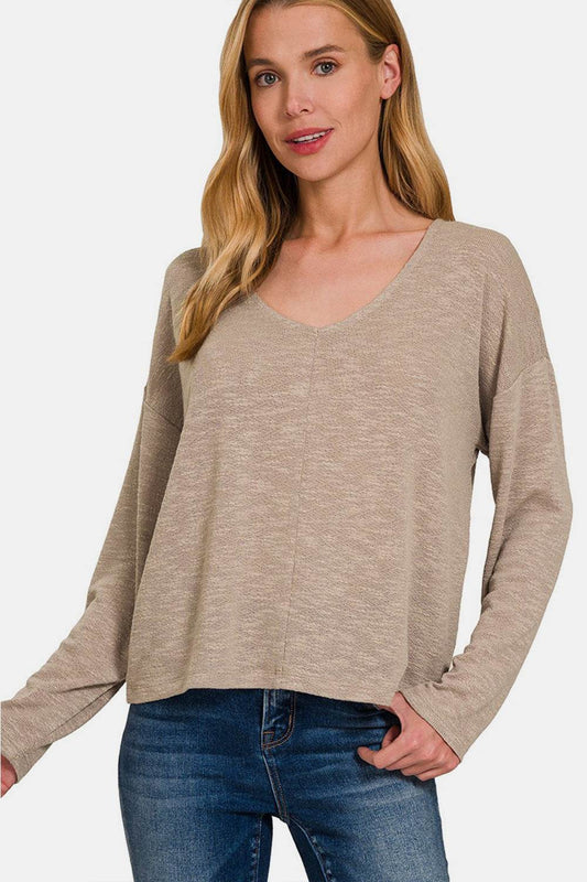 Zenana Dropped Shoulder Long Sleeve T-Shirt - Shop Style & More | Fresh Looks, Everyday Deals & Free Shipping