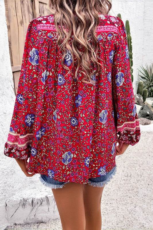 All Over Floral Print Cross Deep V Boho Top - Shop Style & More | Fresh Looks, Everyday Deals & Free Shipping
