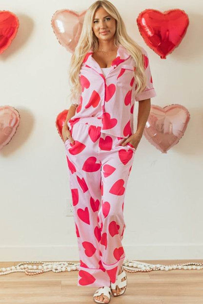 Heart Valentines Short Sleeve Pants Pajamas Set - Shop Style & More | Fresh Looks, Everyday Deals & Free Shipping