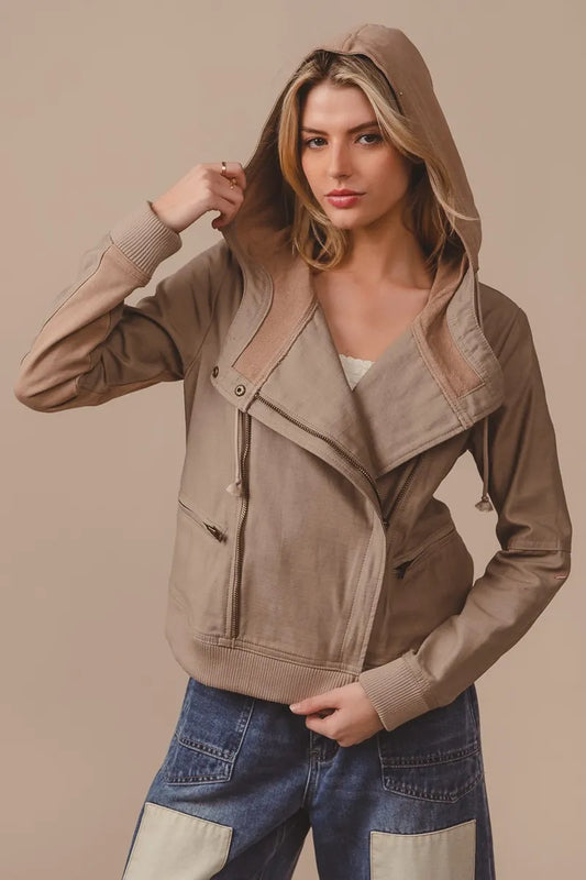 BiBi Textured Woven Rider Jacket VINTAGE LATTE Women's Outerwear
