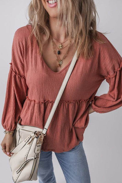 Rowan Textured Frilled Trim Puff Sleeve Blouse - Shop Style & More | Fresh Looks, Everyday Deals & Free Shipping