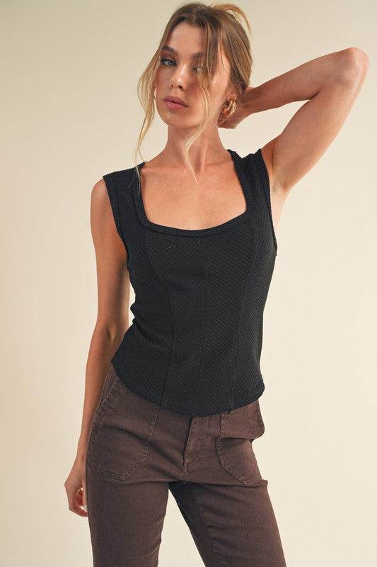 Aemi + Co Exposed Seam Ribbed Wide Strap Tank - Shop Style & More | Fresh Looks, Everyday Deals & Free Shipping