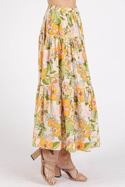 Mittoshop Flower Print Elastic Waist Tiered Skirt - Shop Style & More | Fresh Looks, Everyday Deals & Free Shipping