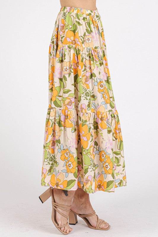 Mittoshop Flower Print Elastic Waist Tiered Skirt - Shop Style & More | Fresh Looks, Everyday Deals & Free Shipping