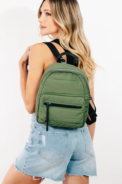 Fame Adjustable Strap Nylon Backpack Bag Olive One Size Bags