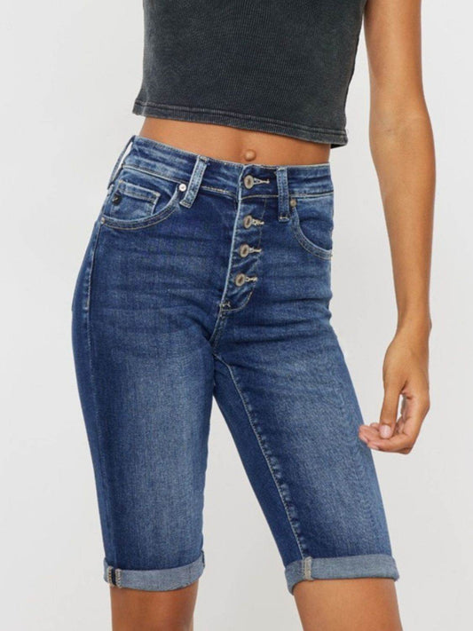 Kancan Full Size Cat's Whiskers Button Fly Denim Shorts - Shop Style & More | Fresh Looks, Everyday Deals & Free Shipping