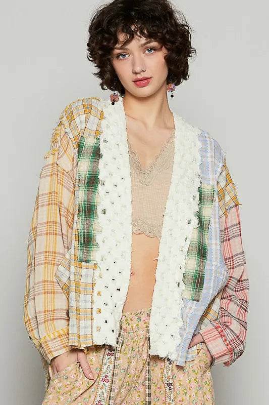 POL Raw Edge Plaid Open Front Cardigan - Shop Style & More | Fresh Looks, Everyday Deals & Free Shipping