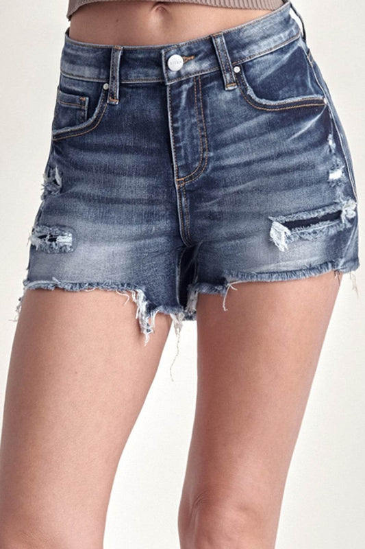 RISEN Mid Rise Raw Hem Denim Shorts - Shop Style & More | Fresh Looks, Everyday Deals & Free Shipping