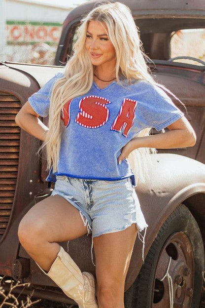 USA Patch Mineral Wash Vintage Graphic Top - Shop Style & More | Fresh Looks, Everyday Deals & Free Shipping
