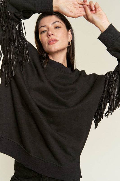 Silver studded fringe sleeve top PLUS JJT5009P - Shop Style & More | Fresh Looks, Everyday Deals & Free Shipping